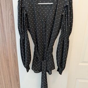 Zara Black Blouse with White Dots